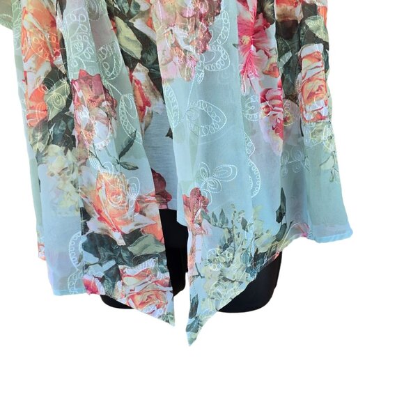 Kimono Floral Print Sheer Cardigan & matching Tank Top Set Women M cottagecore - Picture 4 of 6